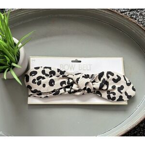 MudPie Woven‎ Cotton Leopard Print Bow Belt Size Smalll/Medium 48.5"